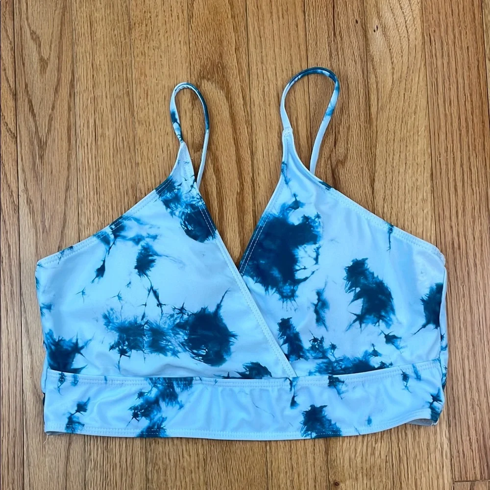 Blue Tie-Dye Women's Swim Top 1XL